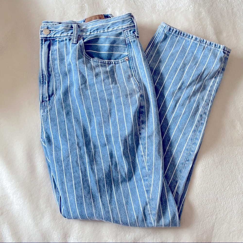 American Eagle Size 16 Long Striped Mom Jeans